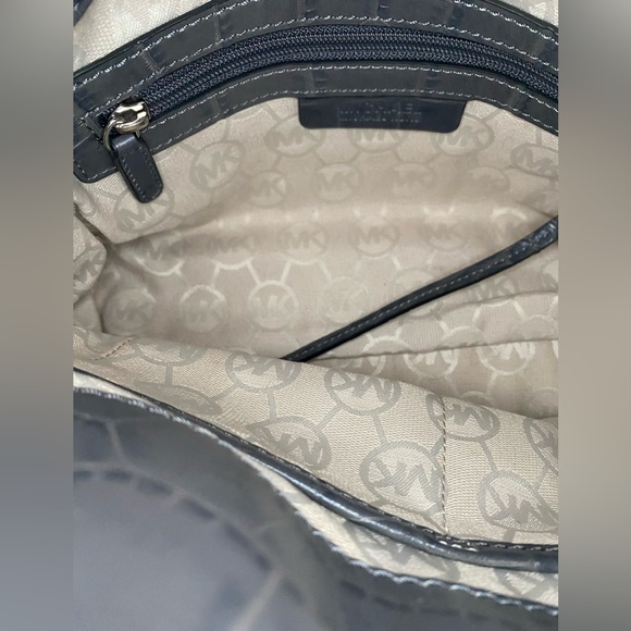 MICHAEL KORS Embossed Leather Gray Crocodile Hamilton Medium Satchel - Picture 6 of 8